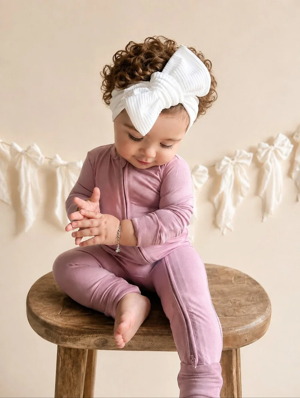 NWT Itsy Bitsy Boutique Bamboo Baby Pajamas 18-24M 2-Way Zip Footie Mauve